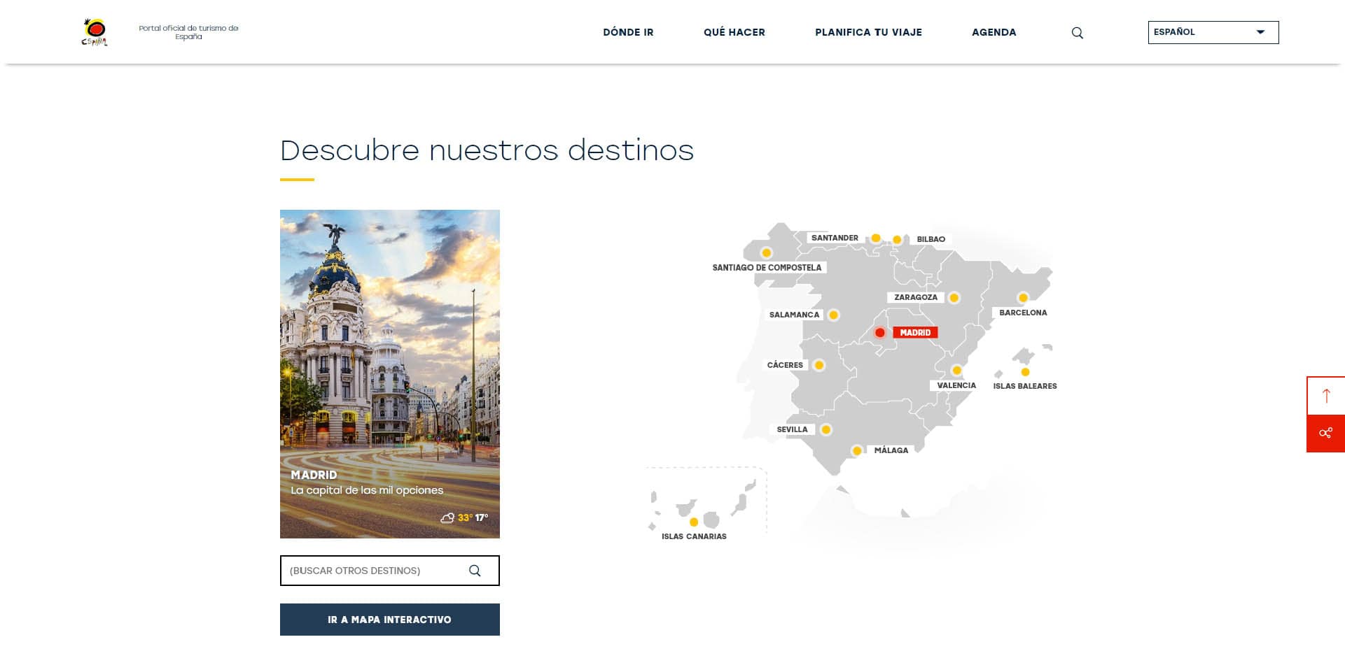 Mapa animado destinos